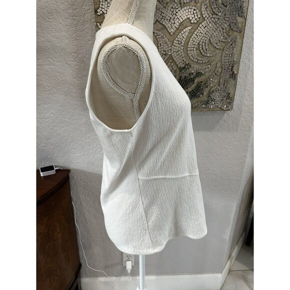DKNY Womens White Textured Sleeveless Top With Back Zipper - Size M - Picture 2 of 7
